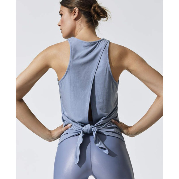 Carbon38 Tops - Carbon38 Rally Scoop Neck Sleeveless Twist Tie Back Tank Top Blue, Medium